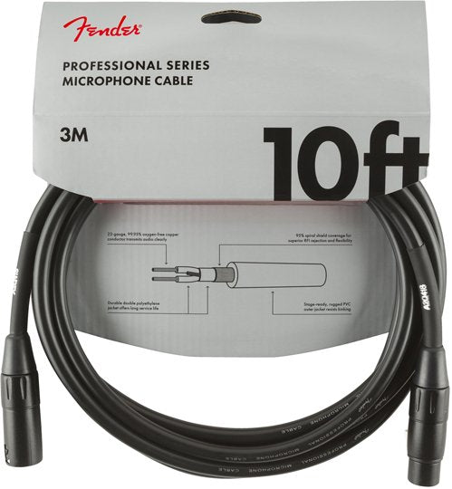 Fender Professional Series Microphone Cable 10 foot Black
