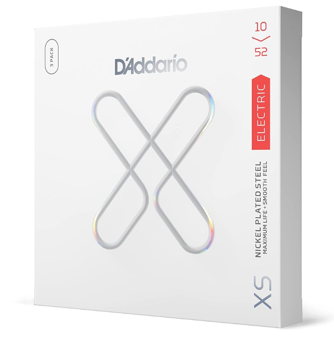 Daddario XS long life electric guitar strings 3-PACK 10-52