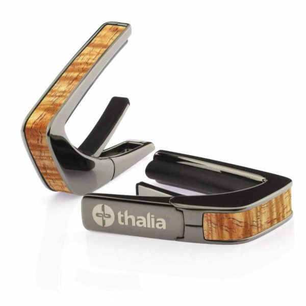 D'andrea Thalia AAA Hawaiian Koa Inlay Exotic Wood Capo Black Chrome