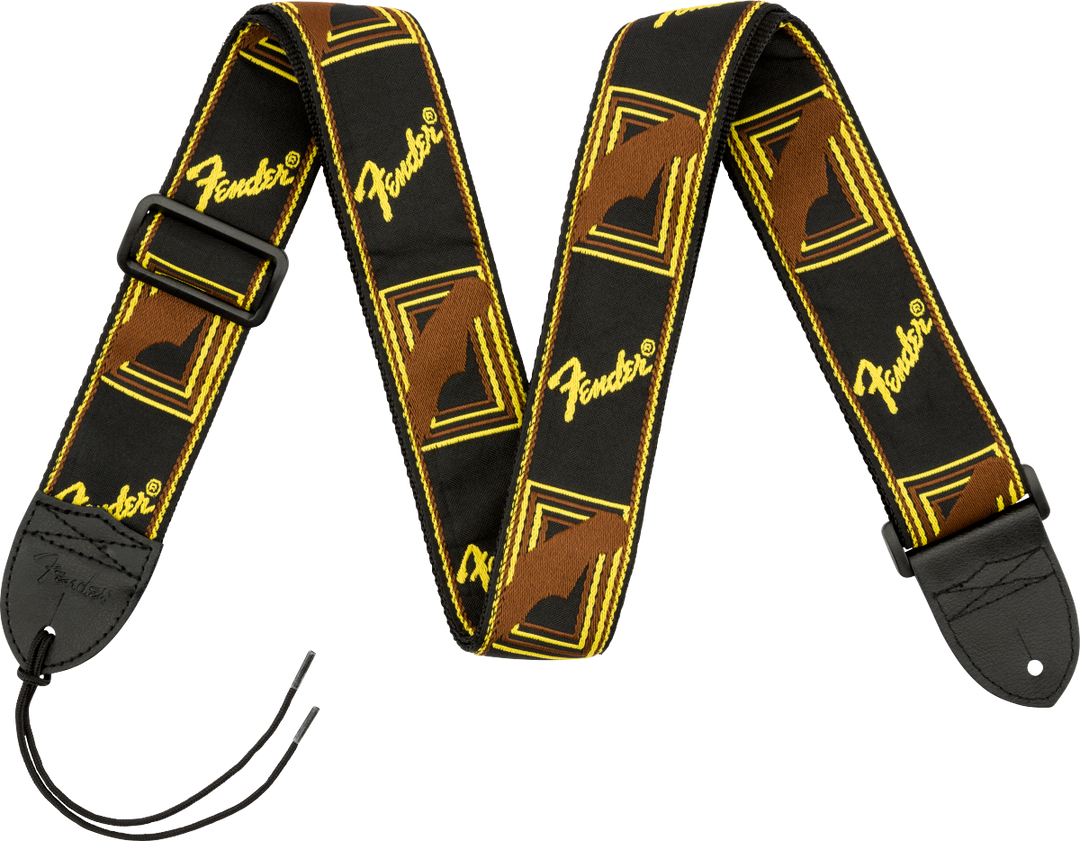 Fender 2 Monogrammed Strap Black/Yellow/Brown