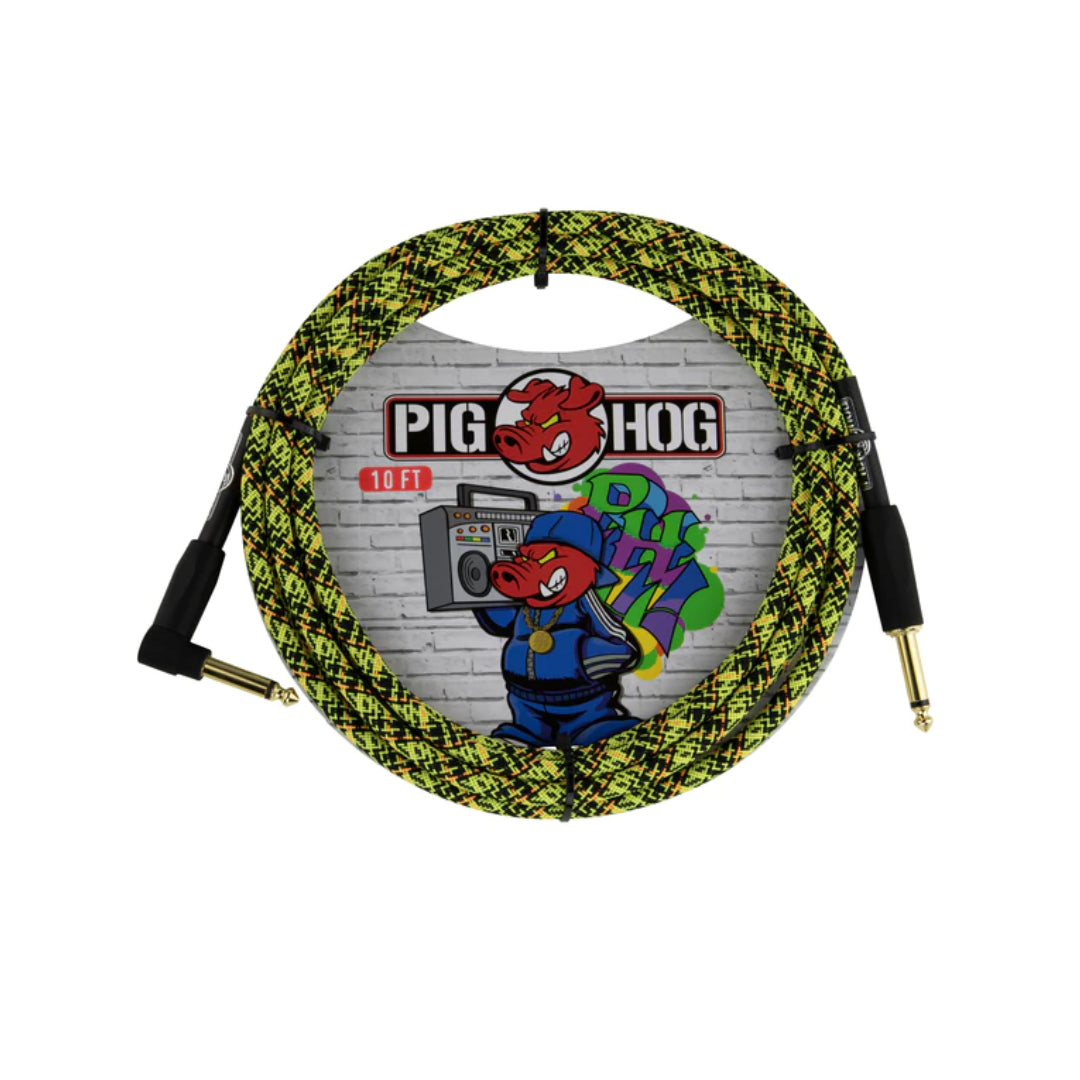 Pig Hog Instrument Cable 10ft 3 metre - Graffiti Yellow