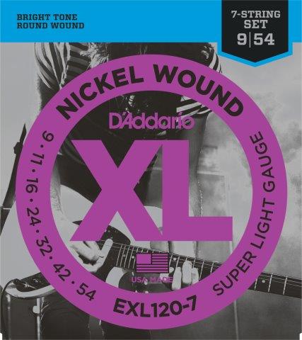 D'addario EXL120-7 Electric Guitar 7 String Set 09/54 Super light