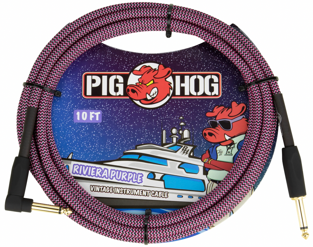 Pig Hog 10ft Instrument Cable - Purple - Right Angle