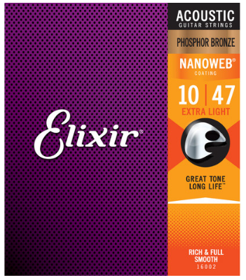 Elixir Nanoweb Phosphor Bronze 10-47 Acoustic Guitar Strings