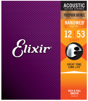 Elixir Nanoweb Phosphor Bronze 12-53 Acoustic Guitar Strings