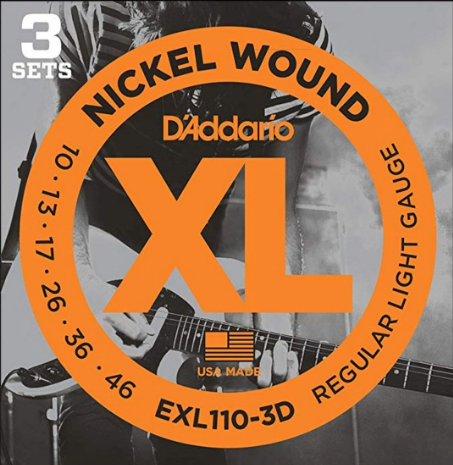 D'Addario EXL110-3D Nickel, Regular Light, 10-46, Electric Strings (3-Pack)