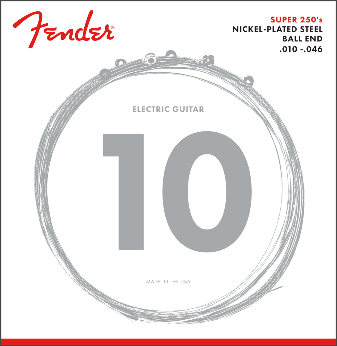 Fender Super 250 Guitar Strings Nickel Plated Steel Ball end 10-46