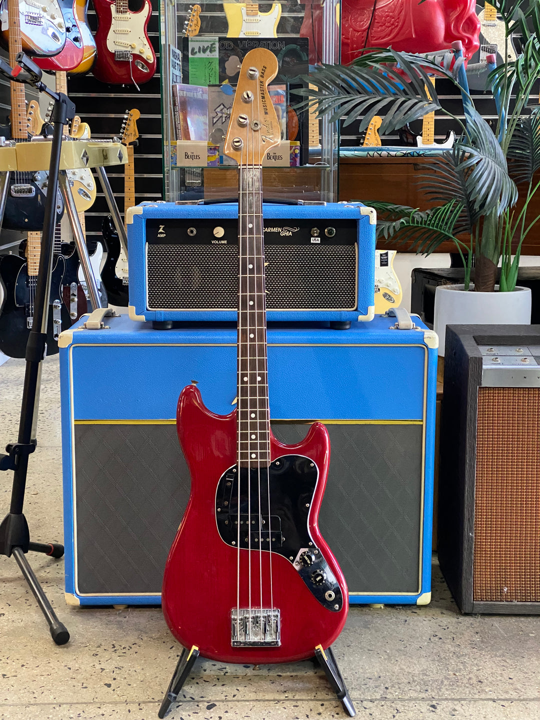 Fender 1981 Musicmaster *Modded w/case | Transparent Red