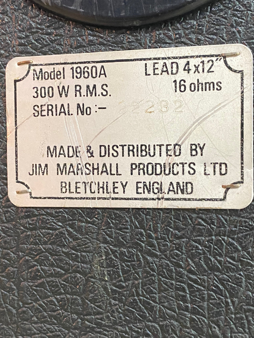 Marshall Mid 80's JCM 800 Lead 1960a Mid 4X12 Speaker Cab G12T-75 16 ohm 300W ***Pre Loved***