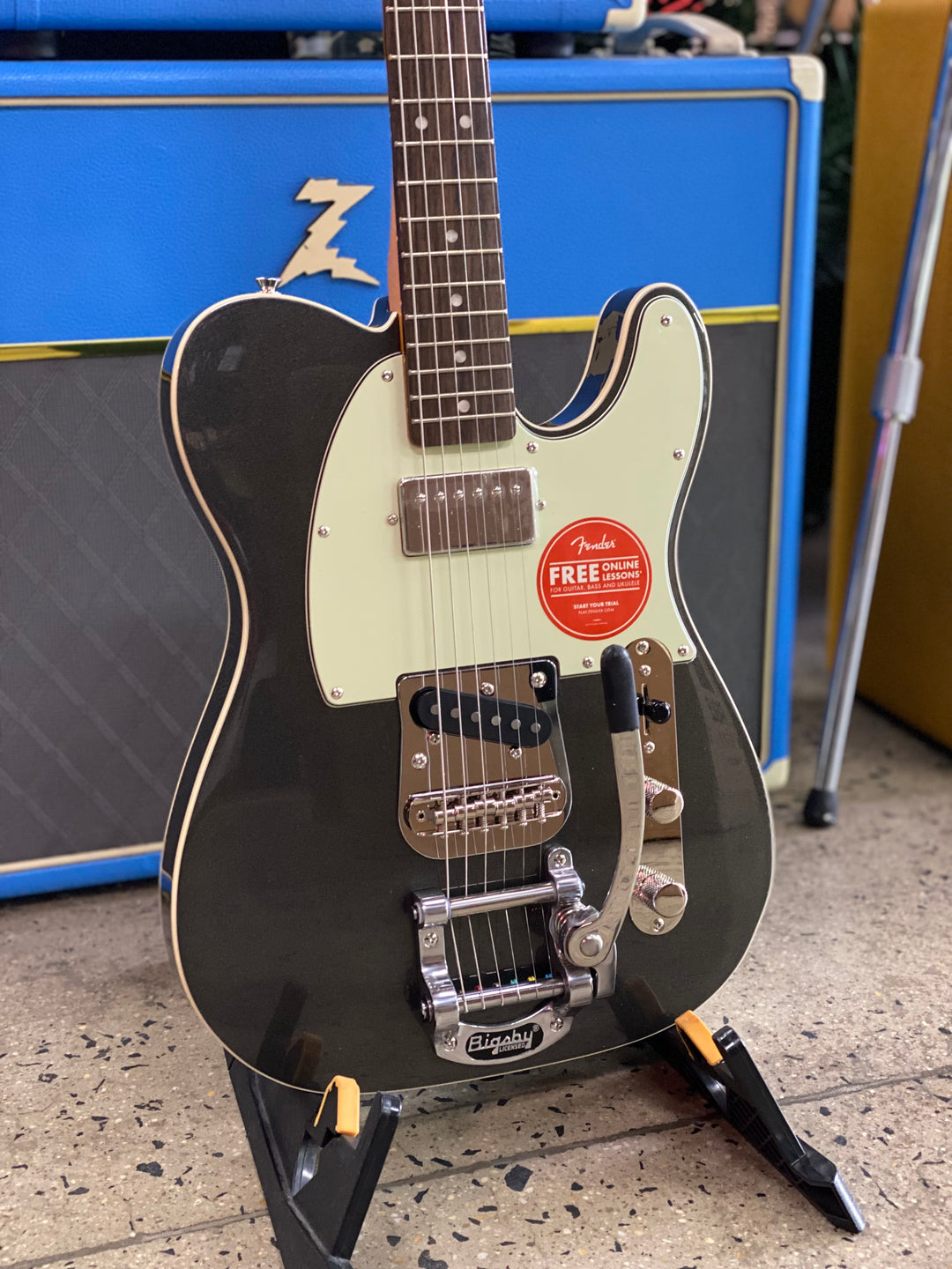 Squier FSR Classic Vibe Tele w/bigsby | Charcoal Frost Metallic