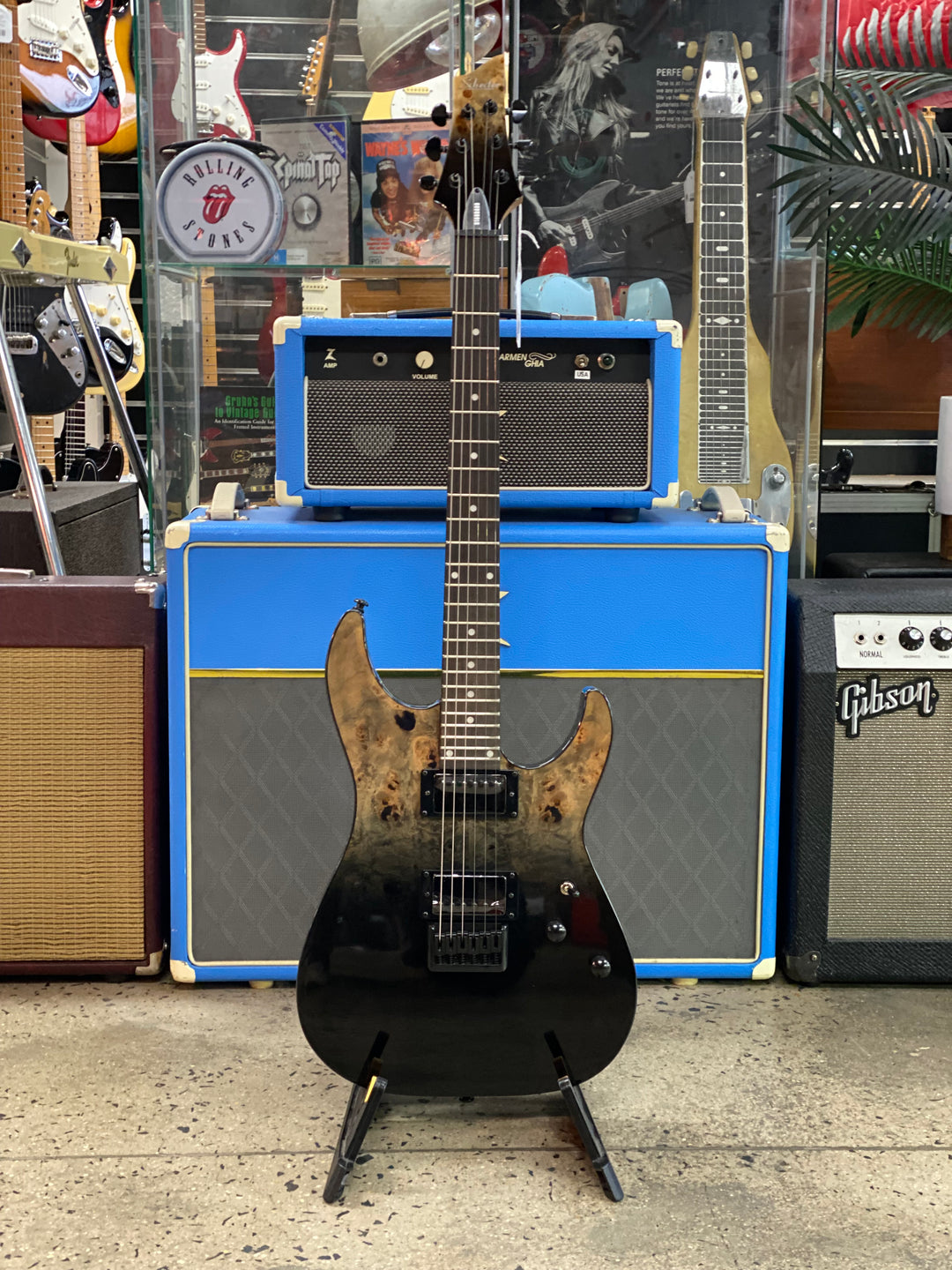 Schecter C-1 Standard | Black Fade Burst Burl