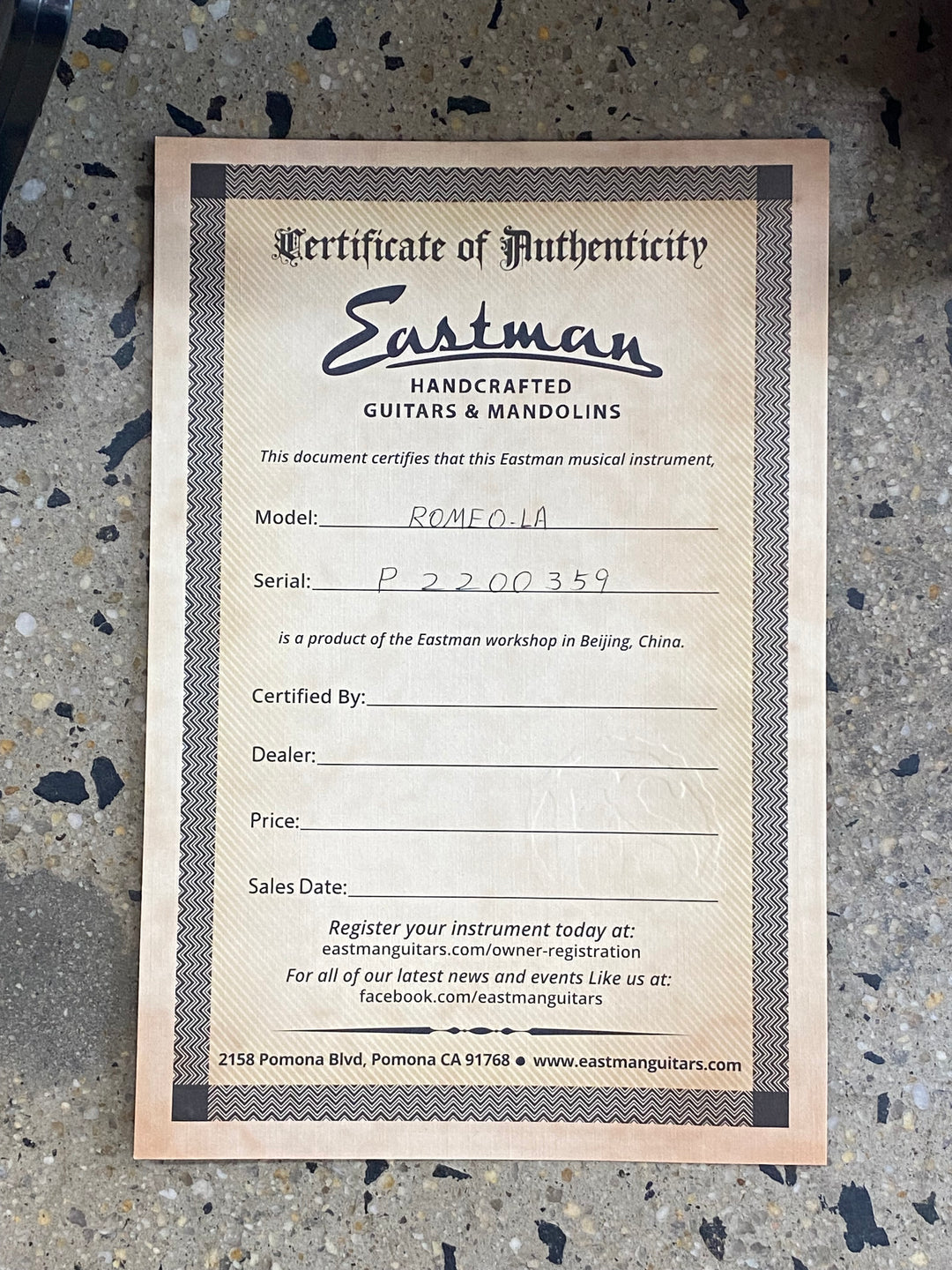 Eastman ROMEO-LA Thinline Archtop Electric Guitar P-90's Celestine Blue W/case ***Pre Loved***