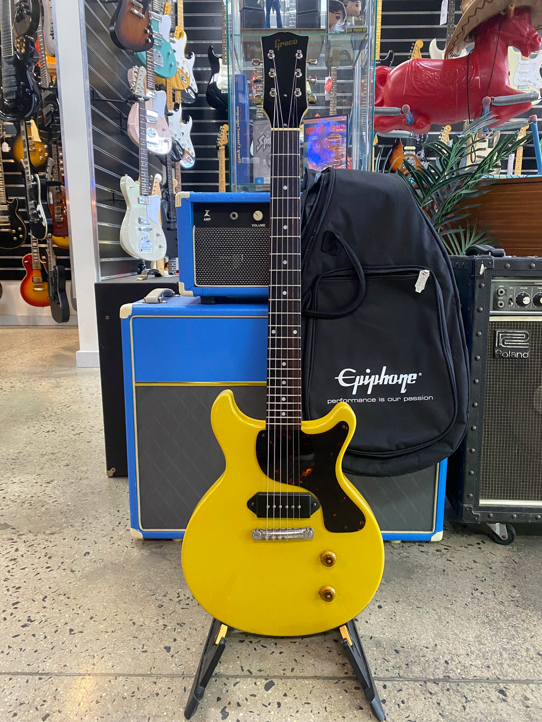 Greco MIJ 1986 EJR59-60D LP Junior Doublecut TV Yellow W/bag ***Pre Loved***