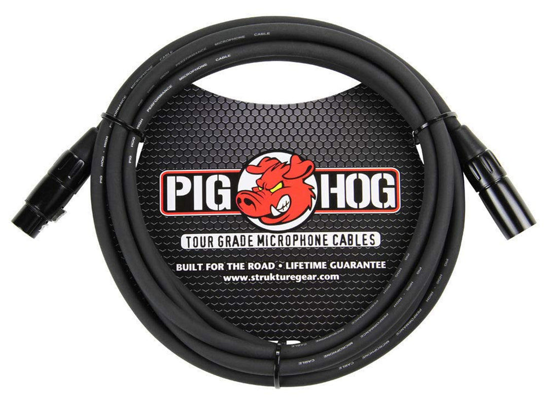 PIG HOG 8MM MIC CABLE, 10FT XLR BLACK