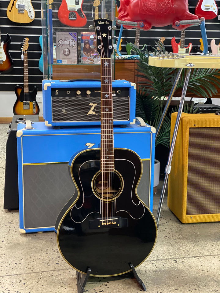 Morris MIJ MJ-405 1981 Jumbo Acoustic Black W/bag ***pre loved***