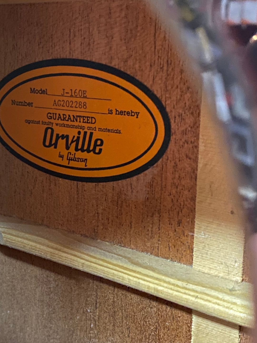 Orville by Gibson 1992 J-160E w/case | Burst ***Pre Loved***