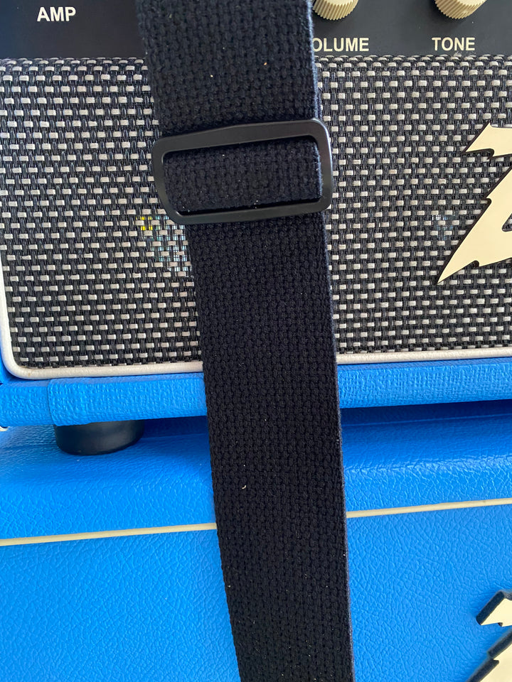 Franklin 2 inch Black Cotton Strap with Glove Leather End | Black/Black