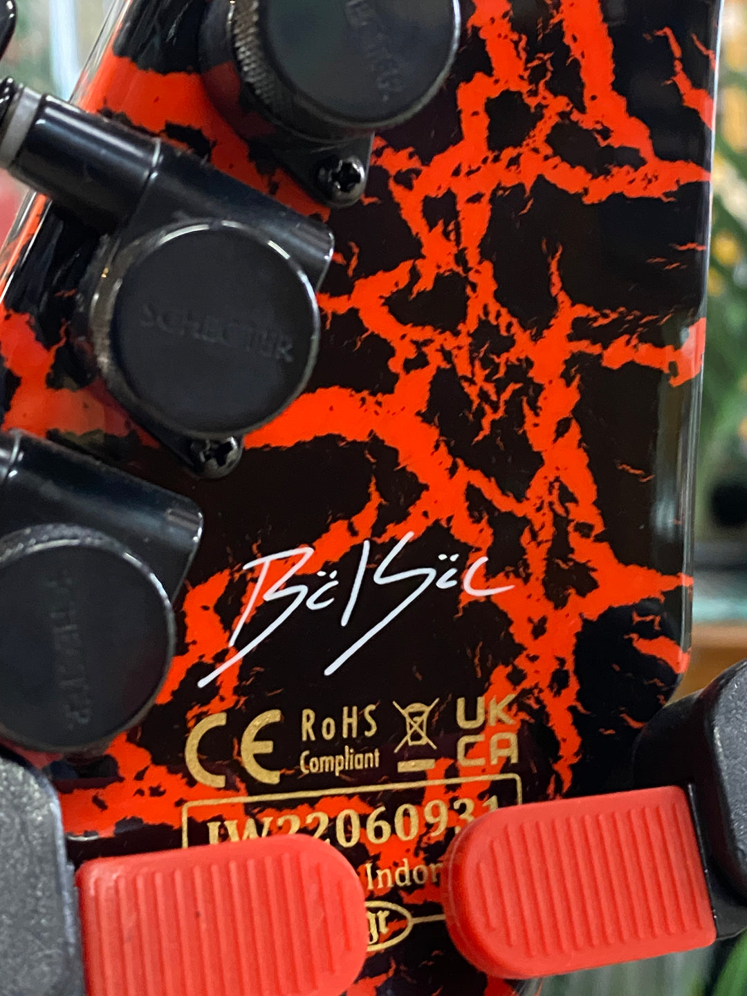 Schecter BalSac E-1 FR Signature SCH1559 Guitar Black Orange Crackle ***Pre Loved***