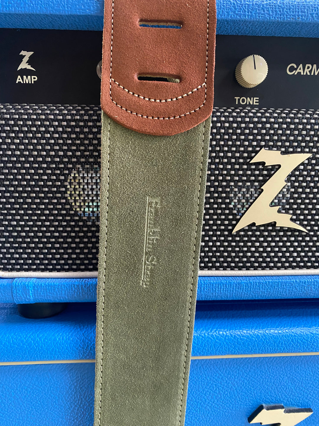Franklin 2.5inch Olive Sedona Suede/Natural Stitching Strap