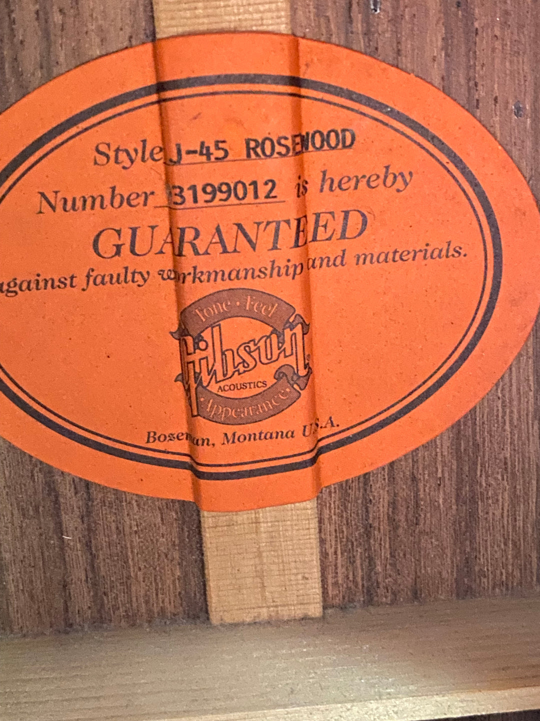 Gibson USA 1999 J-45 Rosewood Dreadnought Acoustic-Electric Natural W/Case ***Pre Loved***