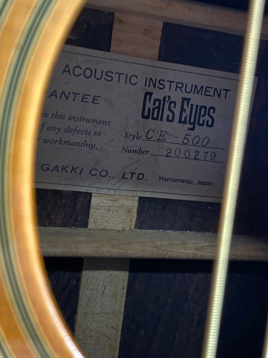 Tokai Cats Eyes CE-500 W/case | Natural **Pre Loved**