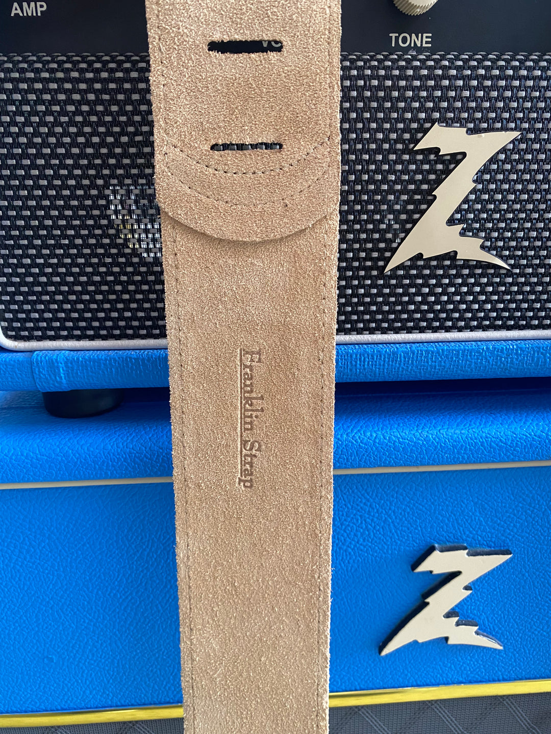 Franklin Original 2.5 inch Honey Suede with Choc Stitching Strap