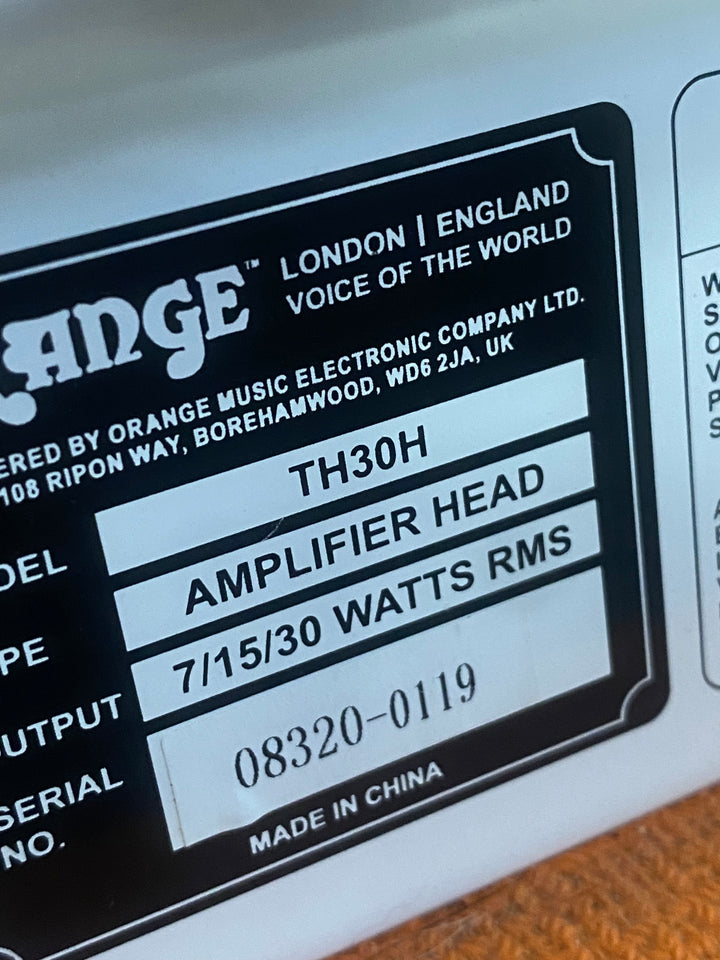 Orange TH30H Two Channel Valve Amplifier Head ***Pre Loved***
