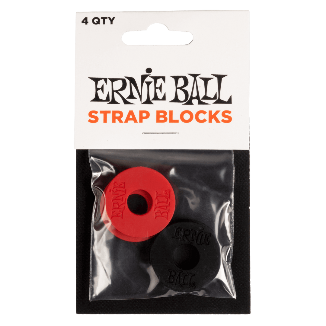 Ernie Ball Strap Blocks - 4 Pack 2 x Black 2 x Red - Rubber