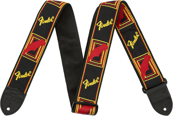 Fender 2 Monogrammed Strap Black/Yellow/Red