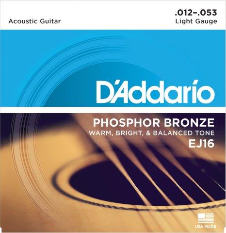 Daddario Acoustic Guitar String Set 12/53 phospher bronze - EJ16